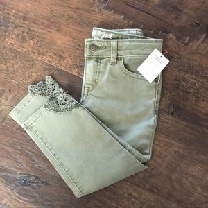 Army green girl pants